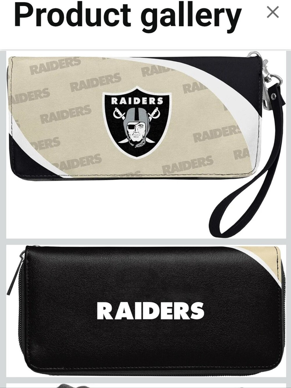 NFL Black and White Raiders Zip Wallet Wristlet